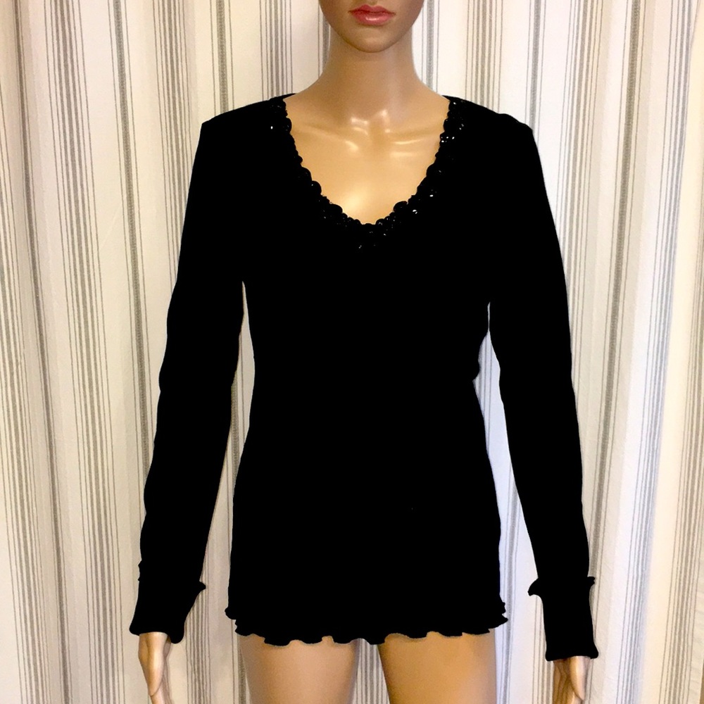 EUC Beautiful Embellished V-Neck Top - Picture 2 of 7